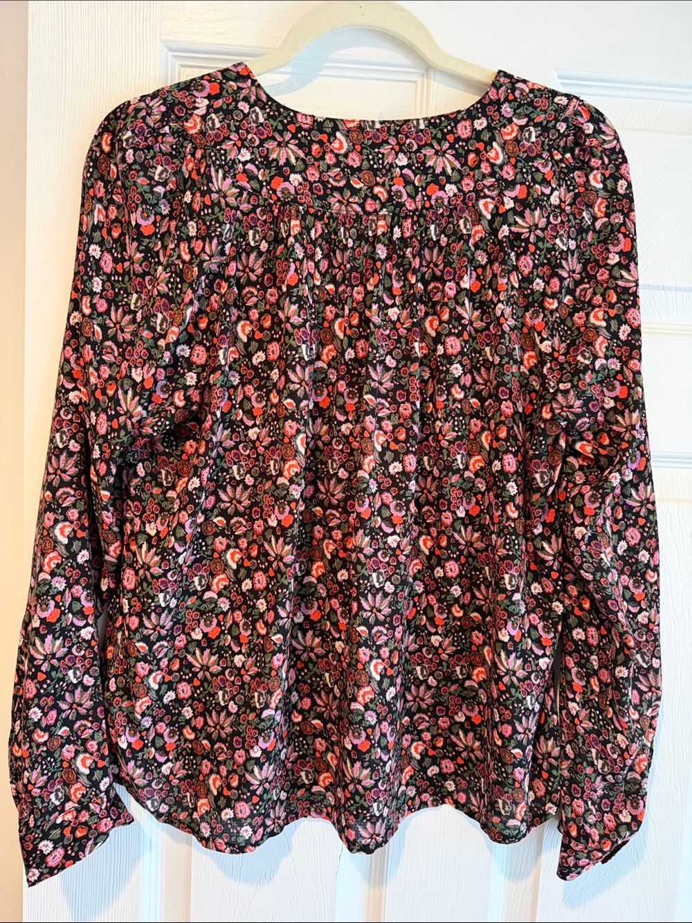 Maeve Black Floral Blouse with Pink & Red Accents - Picture 4 of 4